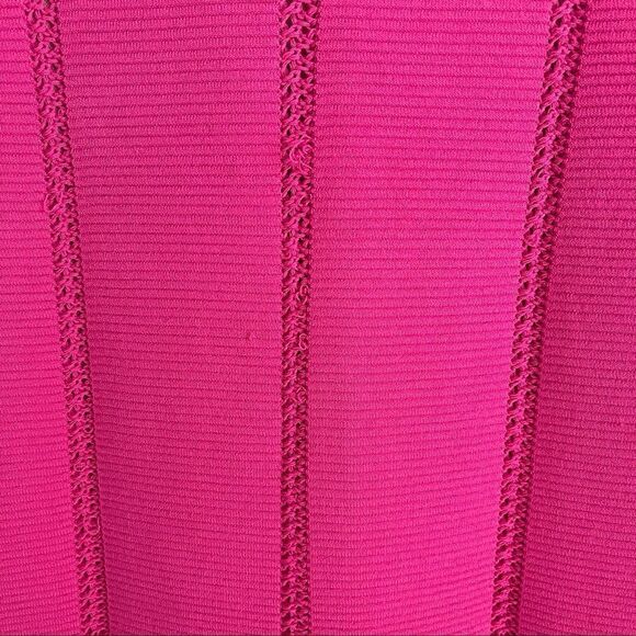 Reiss Dawson Lace Insert Pink Short Sleeve Bodycon Knit Midi Dress Size S - Picture 7 of 10